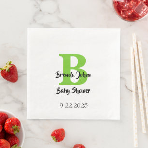 Baby Shower Monogram Name Green Jungle Theme  Napkin