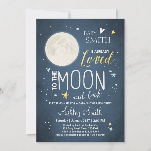 Baby Shower Moon and Stars Space Galaxy Shower Invitation (Front)