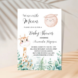 Baby Shower moon giraffe eucalyptus woodland Invitation