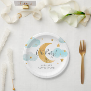 Baby Shower Moon & Stars Paper Plate