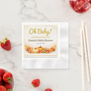 Baby Shower Napkin   Autumn Pumpkin Woodland