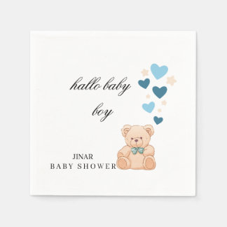 Baby Shower Napkins – Hallo Baby Boy Teddy Design