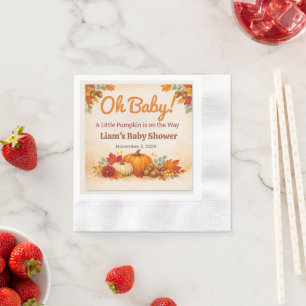 Baby Shower Napkins Pumpkin Fall Oh Baby Cute