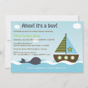 Baby shower Nautical Sailboat Baby Boy Invitation