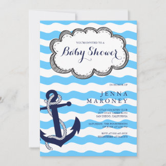 Baby shower nautique avec Ancre Invitation