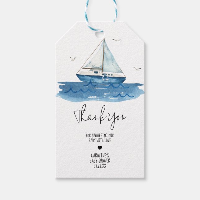 Baby shower nautique Favoriser les étiquettes (Devant)