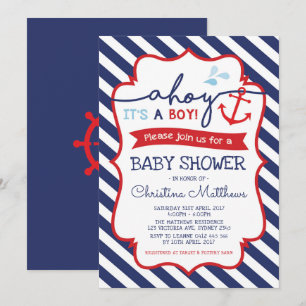 Baby shower nautique Invitation Ahoy C'est un garç