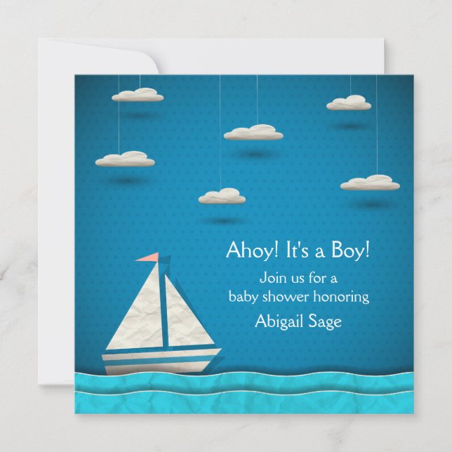 Baby shower nautique Invitation ~ Garçons (Devant)