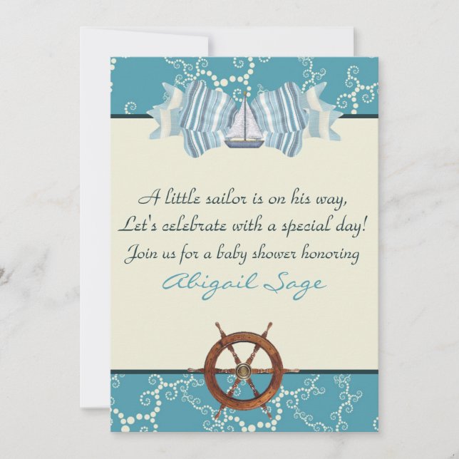 Baby shower nautique Invitations pour garçons (Devant)