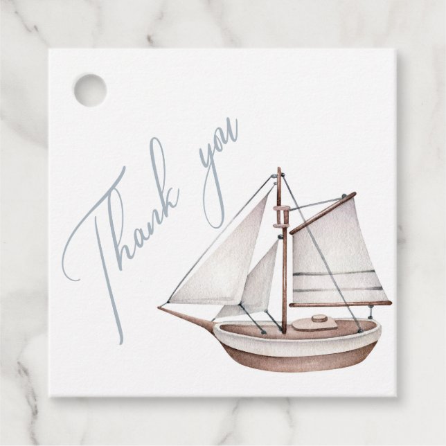 Baby shower nautique Merci Favoriser les étiquette (Devant)