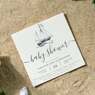 Baby shower nautique nautique Invitation Carré