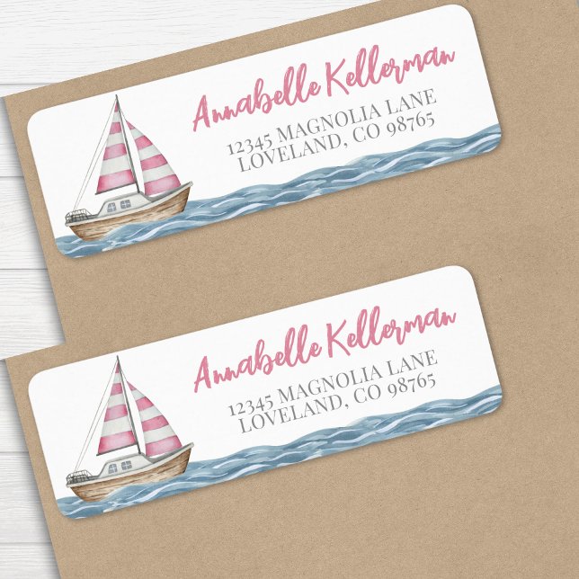 Baby shower nautique rose (Pink Nautical Baby Shower label )