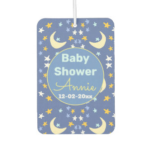 Baby shower navy blue star moon add name year date air freshener