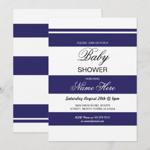 Baby Shower Navy & White Stripe Party Chic Invite
