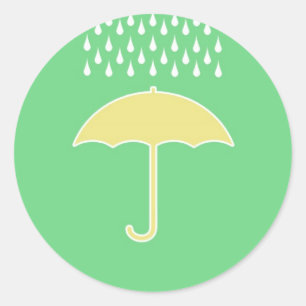 Baby Shower Neutral Green Umbrella Stickers