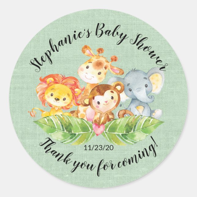 Baby shower neutre animal Jungle Favoriser Sticker (Devant)