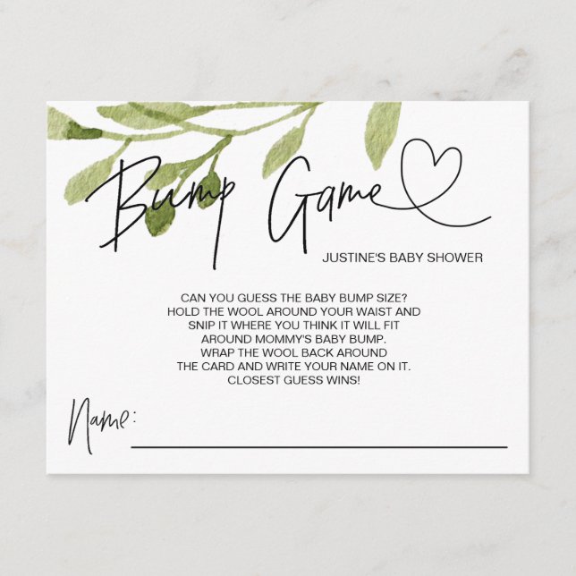 Baby shower Neutre Genre Jeu Bump Guess Cartes (Devant)