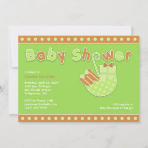 Baby shower neutre Invitation à plat vert