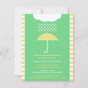 Baby shower Neutre Parapluie Vert Invitation