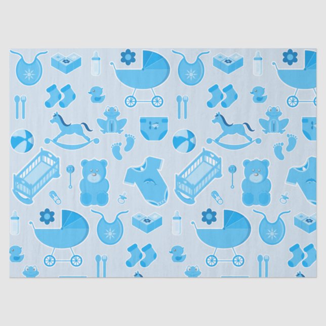 Baby Shower Newborn Boy Giftwrap Tissue Paper (Front)