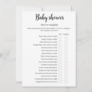 Baby Shower Nice or Naughty Game, Funny Game, Invitation