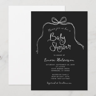 Baby shower noir blanc gras simple Bow Invitation