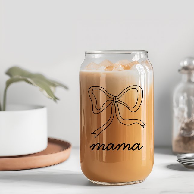 Baby shower noir Coquette Bow Mama Can Glass (Black Coquette Bow Baby Shower Mama Can Glass)