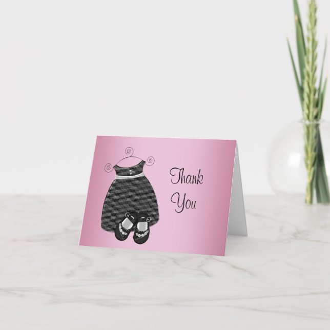 Baby shower noir rose Merci Cartes (Devant)