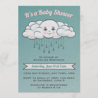 Baby shower nuage de pluie doux Invitation