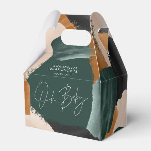 Baby shower Oh baby terracotta green abstract Favor Box