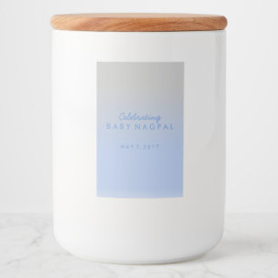 Baby shower Ombre Bleu Argent Mason Jar Étiquettes