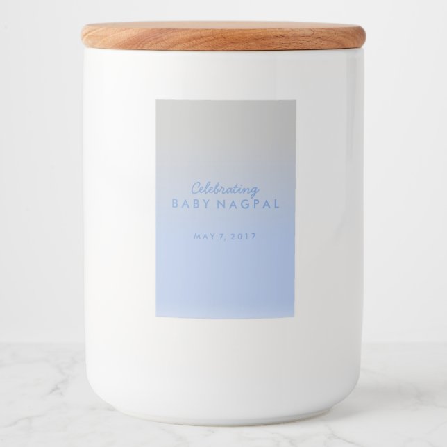 Baby shower Ombre Bleu Argent Mason Jar Étiquettes (Devant)