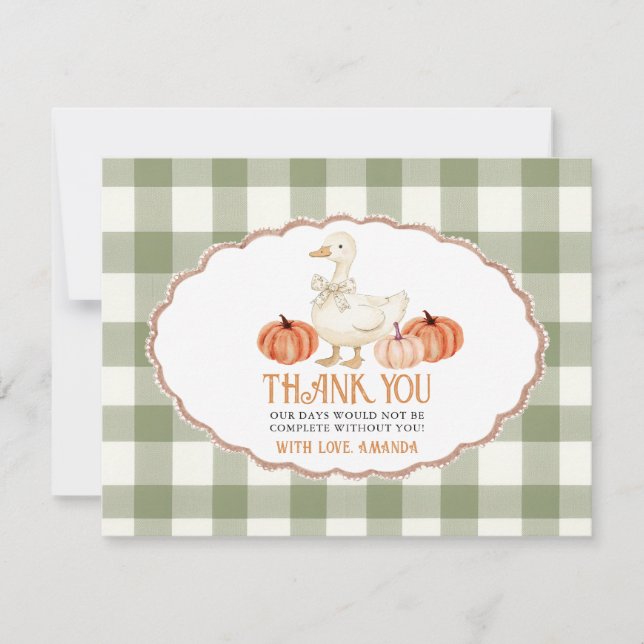 Baby shower Orange Goose citrouille Carte Thankyou (Devant)