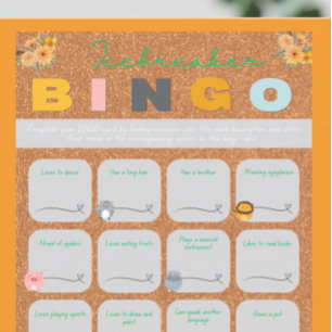 Baby shower orange icebreaker bingo games