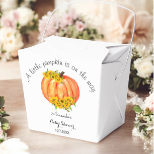 Baby Shower Orange Pumpkin Fall White Favor Box