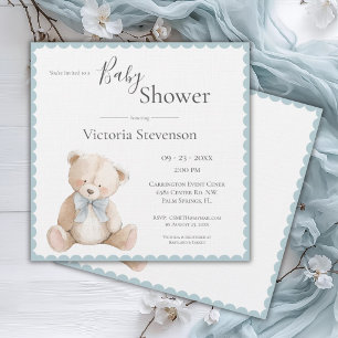 Baby shower Ours Bleu Teddy Invitation