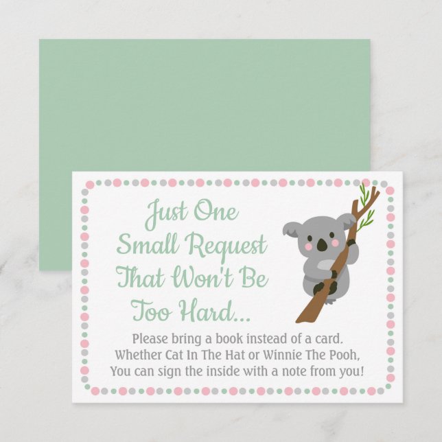 Baby shower Ours Koala Apportez Une Carte Livre Ro (Devant / Derrière)