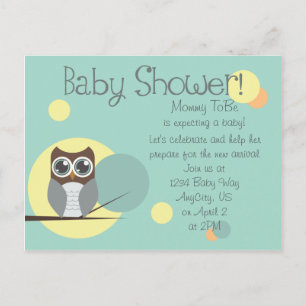 Baby shower Owl - Boy Postcard Invitations