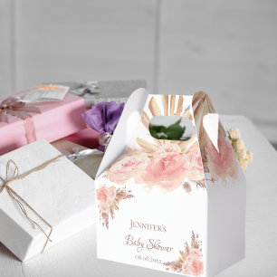 Baby shower pampas grass blush floral thank you favor box