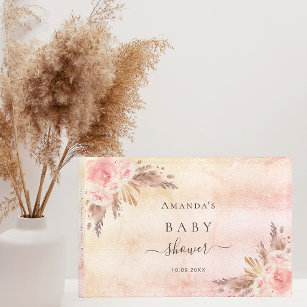 Baby Shower pampas grass rose gold Guest Book