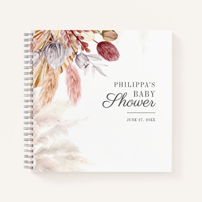 Baby shower Pampas Grass Tan Terracotta Livre d'Or (Devant)