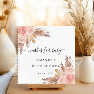Baby shower pampas roses souhaits livre d'or