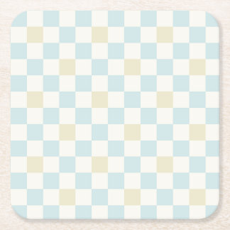 Baby Shower Paper Coaster for a Boy | Blue Check