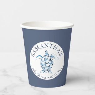 Baby Shower Paper Cups Boy Blue Sea Turtle