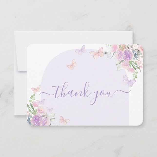 Baby shower papillon Fille Carte de remerciements  (Devant)