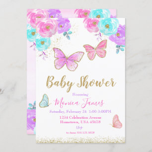 Baby shower papillon Invitation Baby shower fille