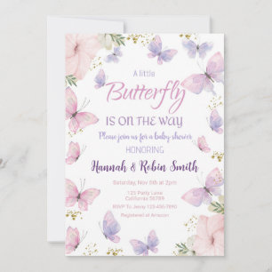 Baby shower papillon Invitation bébé fille Invitat
