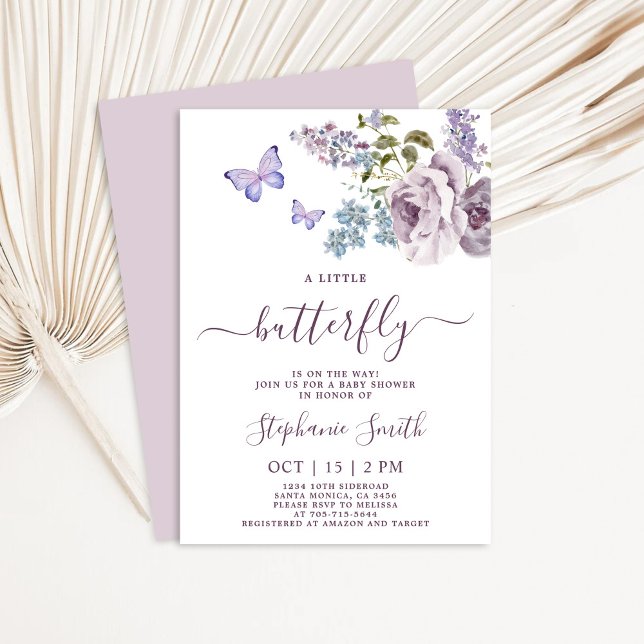 Baby shower papillon Lilac Invitation fille (Créateur téléchargé)