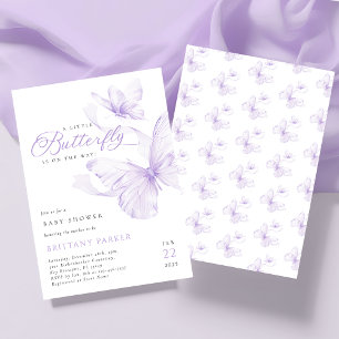 Baby shower papillon violet Invitation