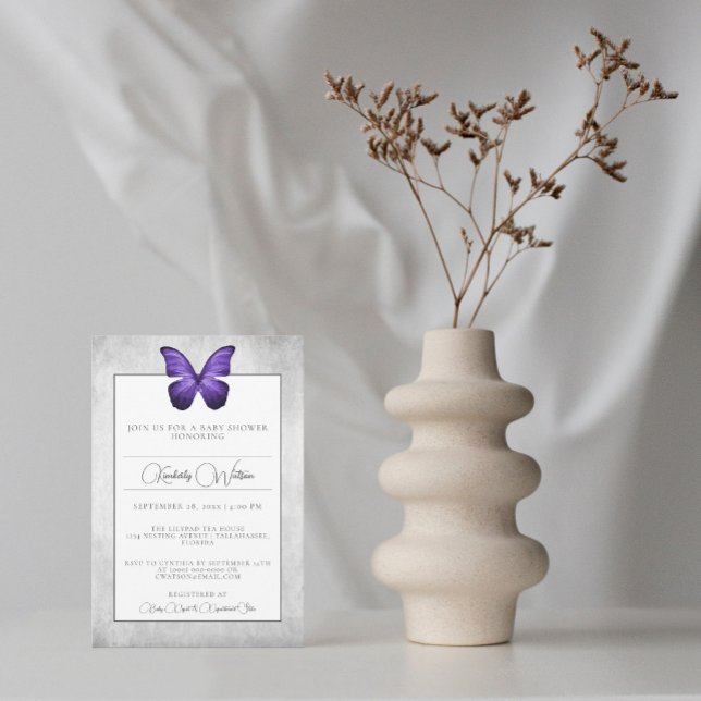 Baby shower papillon violet Invitation (Créateur téléchargé)